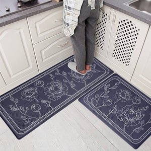 Set of 2- Cushioned Anti Fatigue Kitchen Mat 17"x47"+17"x29",