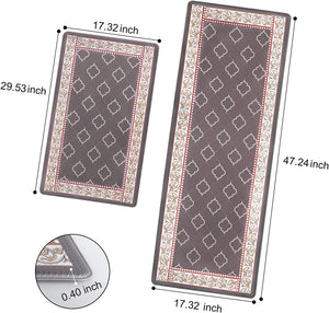 Set of 2- Cushioned Anti Fatigue Kitchen Mat 17"x47"+17"x29",