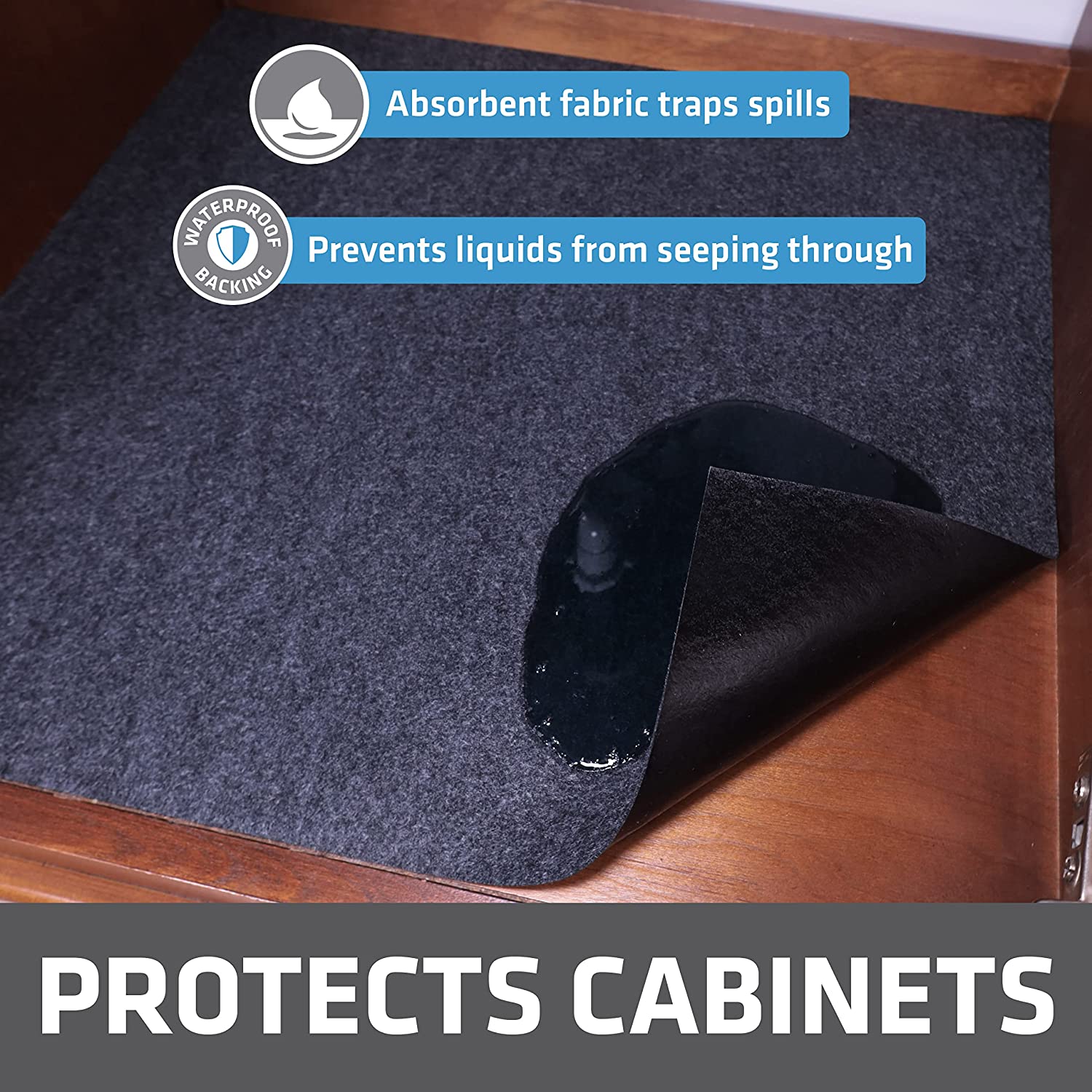 Under Sink, Waterproof Cabinet Protection, Absorbent Shelf Liners