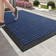 Heavy Duty Durable Outside Welcome Mat, Low Profile Non-Slip Entryway Rug for Home Entrance, Entry, Patio, Garage, High Traffic Area, 24"X48", Blue