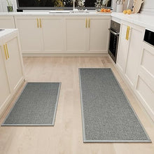 Rubber Backing Cushioned Non Slip Kitchen Rugs , Washable for Kitchen, Office, Home, 17.3"x47"+17.3"x30" (Brown)