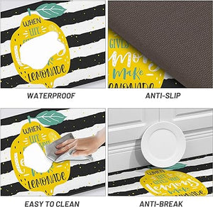 Non Skid Washable Anti Fatigue Mat Waterproof Cushioned Kitchen Matt for Standing 17.3"x29", Farmhouse