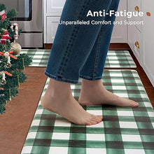 2 Piece Set Plaid Kitchen Mats for Floor Anti Fatigue Waterproof & Non-Skid Kitchen Rugs Cushioned Checkered