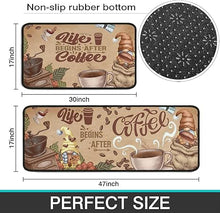 2 Piece Washable Non-Slip Black Boho Kitchen Mats