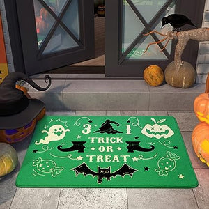 24”x32” Halloween Rugs Orange Pumpkin Door Mat for Front Door, Cute Halloween Decor Oval Decorative Doormat