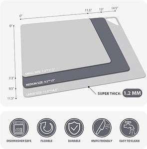 Plastic Cutting Boards for Kitchen, WK Flexible Cutting Board Mats, Thin Cutting Board Sheets, Dishwasher Safe, BPA Free, Multi Sizes