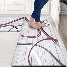 Set 2 Piece Cushioned Anti Fatigue Kitchen Mat Artistic, Rustic Kitchen Rugs and Mats No Skid Washable for Home, Waterproof Floor Comfort Mat PVC, 17" x 47" + 17" x 30"