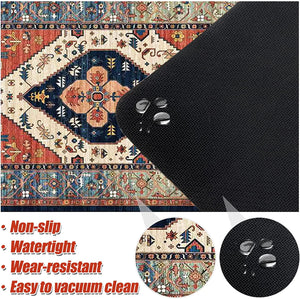 2 PCS Boho Super Non-Slip, Non Skid Washable Kitchen Rugs and mats - (17"x 47" and 17"x 30")