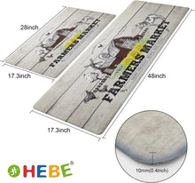 Anti Fatigue Set of 2  Waterproof Non Slip Farmhouse Cushioned Kitchen Mats Set