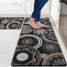 Sets of 2 Cushioned Anti-Fatigue Kitchen Rugs Non Slip Memory Foam Kitchen Mats and Rugs Waterproof Kitchen Floor Comfort Mats, 17'' x 47'' + 17'' x 30'', Brown