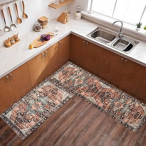 Sets of 2 Large Door Rugs Non Slip Decor Bohemian Mat Retro Fuzzy handwash Pads 47x17 in