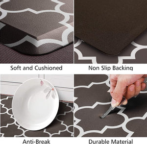 [2 PCS] Anti-Fatigue Kitchen Rug, Waterproof Non-Slip Kitchen Heavy Duty PVC Ergonomic Comfort for Kitchen  , Floor Home, Office, Sink, Laundry,Grey