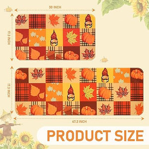 Fall Decor Kitchen Mats Cushioned Anti Fatigue 2 Pieces, 17''x29''+17''x47''