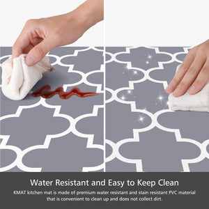 [2 PCS] Anti-Fatigue Kitchen Rug, Waterproof Non-Slip Kitchen Heavy Duty PVC Ergonomic Comfort for Kitchen  , Floor Home, Office, Sink, Laundry,Grey