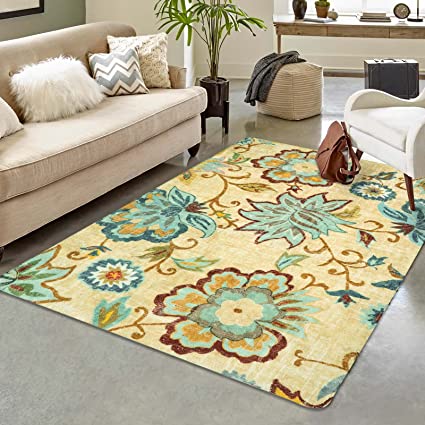 Washable Non-Slip Colorful Vintage Accent Distressed Throw Area Rug (3’X 5’, Paisley)