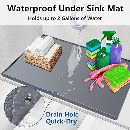 Under Sink Mats for Kitchen Waterproof Mat with Sink Tray with