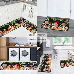 2-Piece Non-Slip Washable Absorbent Microfiber Kitchen Floor Decorative Mat 17 "x47+17 "x30