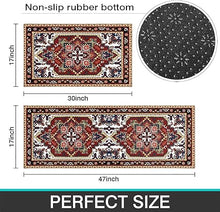 2 Piece Washable Non-Slip Black Boho Kitchen Mats