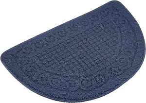 Half Round Non-Slip Floor Rug Mat Keeps Your Floors Clean Decorative Design (Large, Blue)