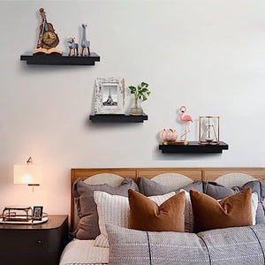 Set of 5, Wall Mounted Wood Shelves for Bedroom, Living Room, Bathroom, Kitchen, Small Picture Ledge Shelves