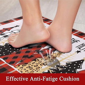 Anti Fatigue Non Slip Waterproof Comfort Standing Mat Christmas Gingerbread Kitchen Mat 2 Pieces,