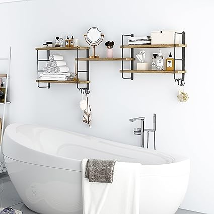 Over The Toilet Shelf Wall Mounted with Metal Frame for Bathroom