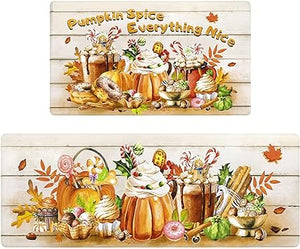 Anti Fatigue Non Slip Waterproof Comfort Standing Mat Christmas Gingerbread Kitchen Mat 2 Pieces,