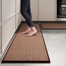 Non Skid Washable Set of 2 PCS, Absorbent Runner Rugs for Kitchen, Front of Sink, Kitchen Mats for Floor, 17.3"x 47"+17.3"x 29" (Black)