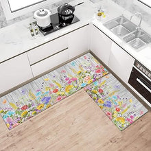 2 Piece Washable Non-Slip Black Boho Kitchen Mats