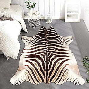 Zebra Print Faux Skin Cowhide Animal Design Mat