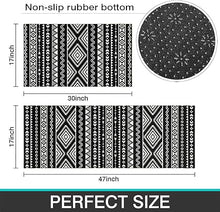 2 Piece Washable Non-Slip Black Boho Kitchen Mats