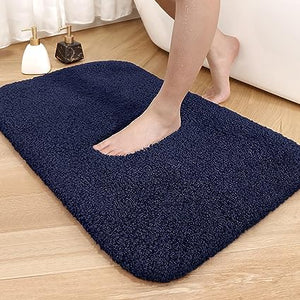 Upgrade Your Bathroom with Soft Plush White Microfiber Bath Mat - Non Slip, Absorbent, Washable, Quick Dry, 16"x24" Bath Rug Bathroom Carpet for Shower