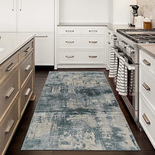 Non-Shed - Eco-Friendly, Machine Washable Rug - Stain Resistant, Made from Premium Recycled Fibers - Abstract Contemporary - Blue, 2'6" x 6'