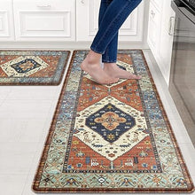 Anti Fatigue Kitchen Mats for Floor 2 Piece, Cushioned Comfort Kitchen Rugs Distressed Kitchen Sink Mats Waterproof Standing Mat for Kitchen, 17.3" x 47"+ 17.3" x 30"