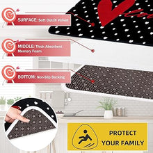 2 Pcs Valentines' Day, Black Kitchen Area Rug Set, Non Slip Backing, Absorbent Anti Fatigue Kitchen Mats