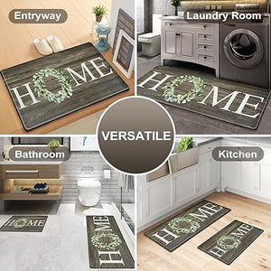 Farmhouse Anti Fatigue Kitchen Mats for Floor 2 Piece Set Cushioned Kitchen Rugs