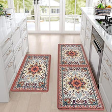 Set 2 Piece Cushioned Anti Fatigue Kitchen Mat Artistic, Rustic Kitchen Rugs and Mats No Skid Washable for Home, Waterproof Floor Comfort Mat PVC, 17" x 47" + 17" x 30"