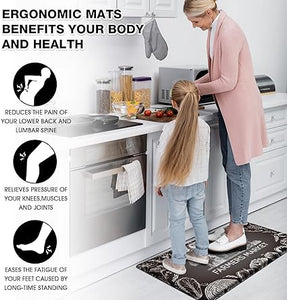 Non Skid Washable Anti Fatigue Mat Waterproof Cushioned Kitchen Matt for Standing 17.3"x29", Farmhouse