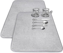 2 Pack Large Dish Drying Mat for Kitchen Counter,24 x 17 inch Absorbent Microfiber Dishes Drainer Mats,XL Dish Drying Pad for Countertops,Racks,Under Sink(Gray)