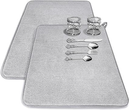 2pcs Large Dish Drying Mat Ultra-thick Non-slip Super Absorbent Kitchen  Counter Dish Drying Pads Dish Drainers