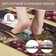 Set 2 Piece Cushioned Anti Fatigue Kitchen Mat Artistic, Rustic Kitchen Rugs and Mats No Skid Washable for Home, Waterproof Floor Comfort Mat PVC, 17" x 47" + 17" x 30"