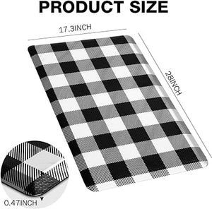 Anti Fatigue Kitchen Rug Kitchen Floor Mat Cushioned Black and White Buffalo Plaid Kitchen Rugs and Mats Non Skid Waterproof Kitchen Mats for Floor Laundry Office Sink, 17.3"x59"