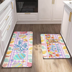 Set of 2 Piece Fourth of July Gnomes Stars Stripes Independence Day Floral Kitchen Mats