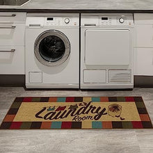 Machine Washable Checkered Border Laundry Room Rug Non-Slip Rubberback 2x3 Laundry Area Rug