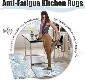 Boho Kitchen Mats Set of 2 Cushioned Anti-Fatigue Comfort Standing Mat, 17.3x28+17.3x47 Inch