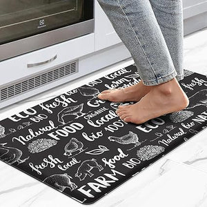 Non Skid Washable Anti Fatigue Mat Waterproof Cushioned Kitchen Matt for Standing 17.3"x29", Farmhouse