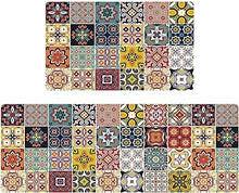 Anti Fatigue Kitchen Rugs 2 Pieces Non Slip Waterproof Kitchen Mats for Floor, Rustic Wooden Comfort Standing Mats for Kitchen, Office, Sink, Laundry