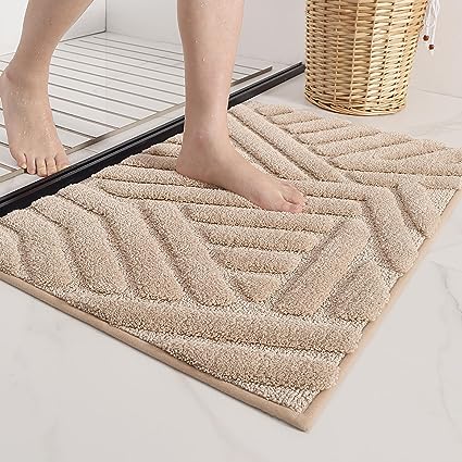 Upgraded White Bathroom Rugs - Refresh Your Bathroom with Color G Absorbent Microfiber Bath Mat - Non Slip, Soft, Washable, Quick Dry, 16”x24” Small Bath Rug Bathroom Carpet for Shower