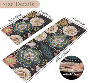 Set of 2 Non Skid Kitchen Mats for Floor Cushioned Anti Fatigue Kitchen Floor Mats Waterproof Comfort Mats for Standing Sink Laundry, 17.3"x28"+17.3"x47"/0.4inch