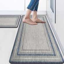 Anti Fatigue 2 Pieces Blue Kitchen Rugs Non Slip Waterproof Kitchen Floor Mats Cushioned Boho Kitchen Runner Rug Comfort Memory Foam Kitchen Mats for Floor,Front of Sink,Laundry Room